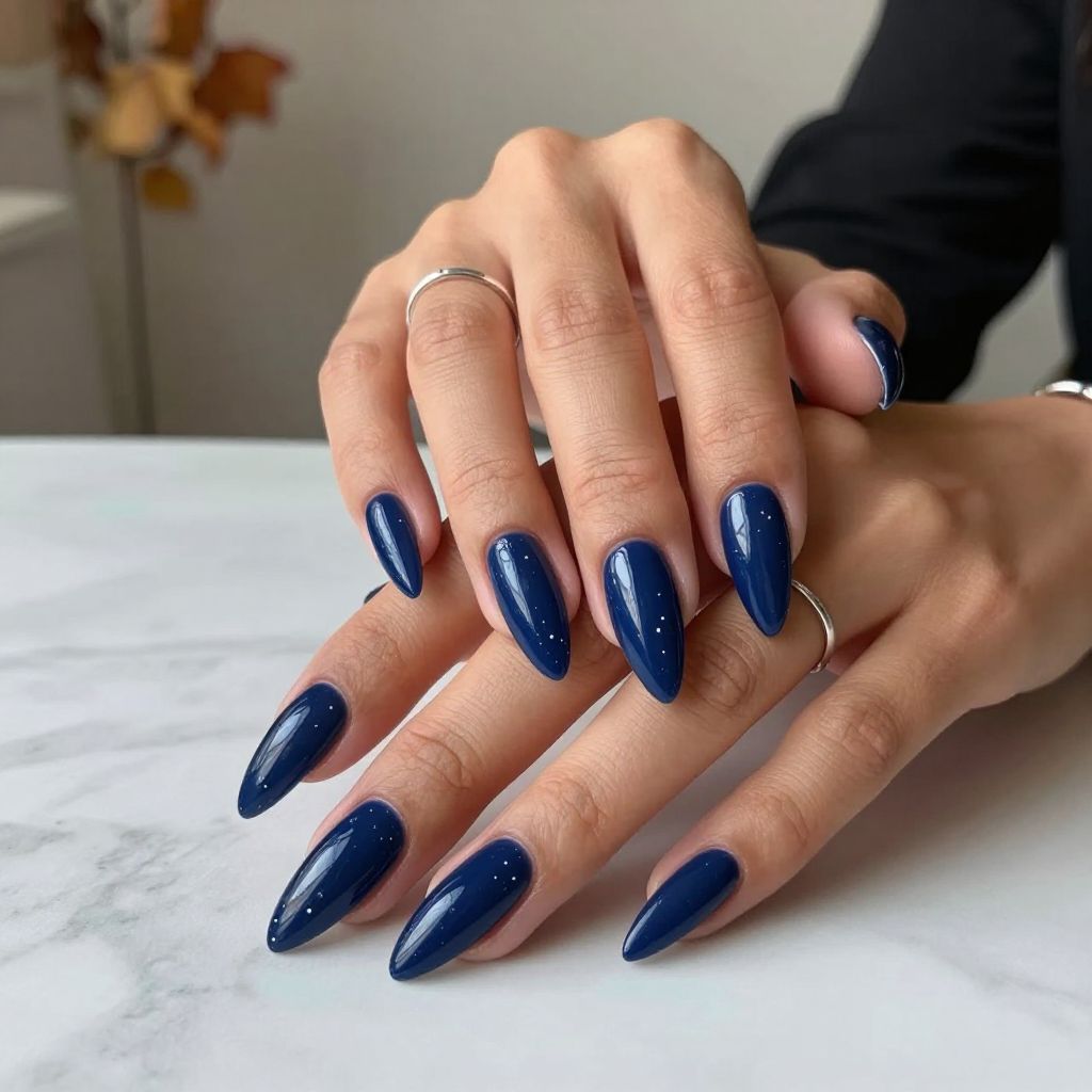 Deep Navy Night Nails