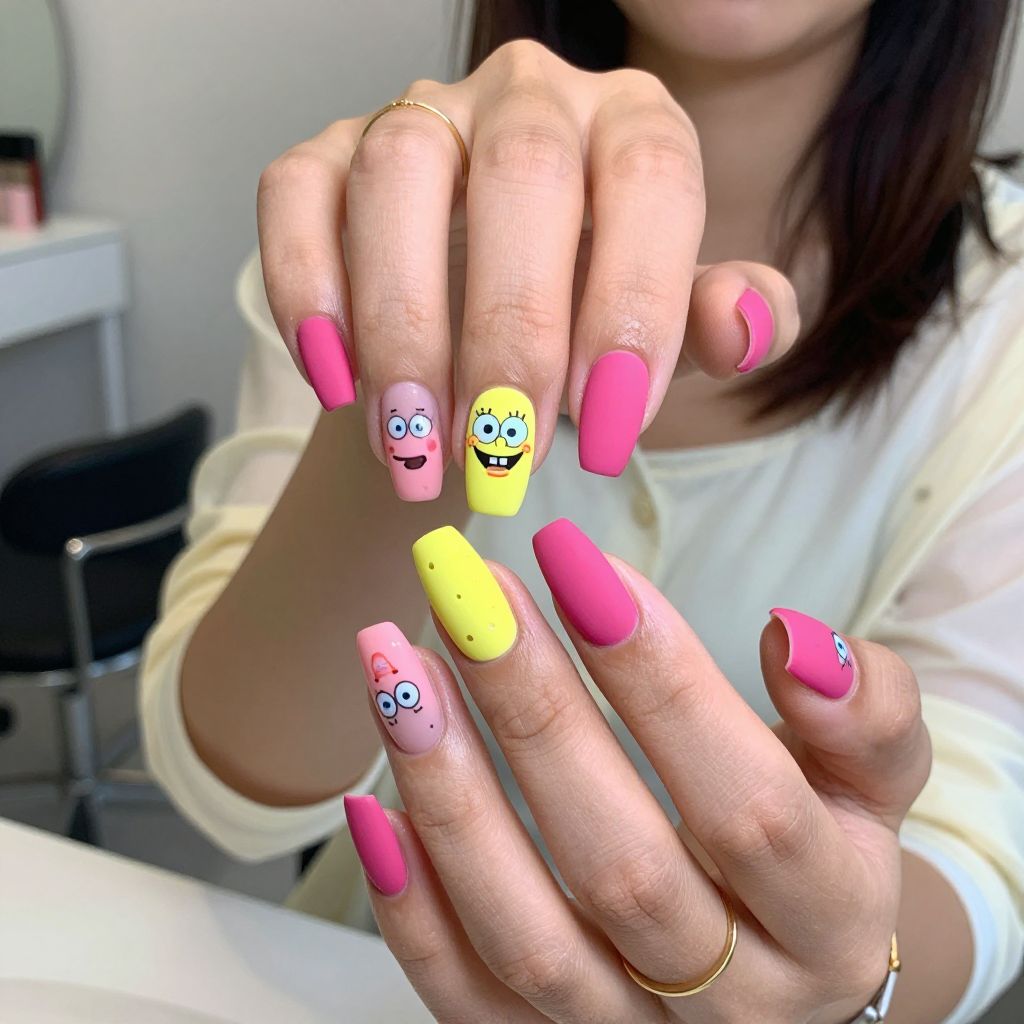 SpongeBob and Patrick Duo Nails