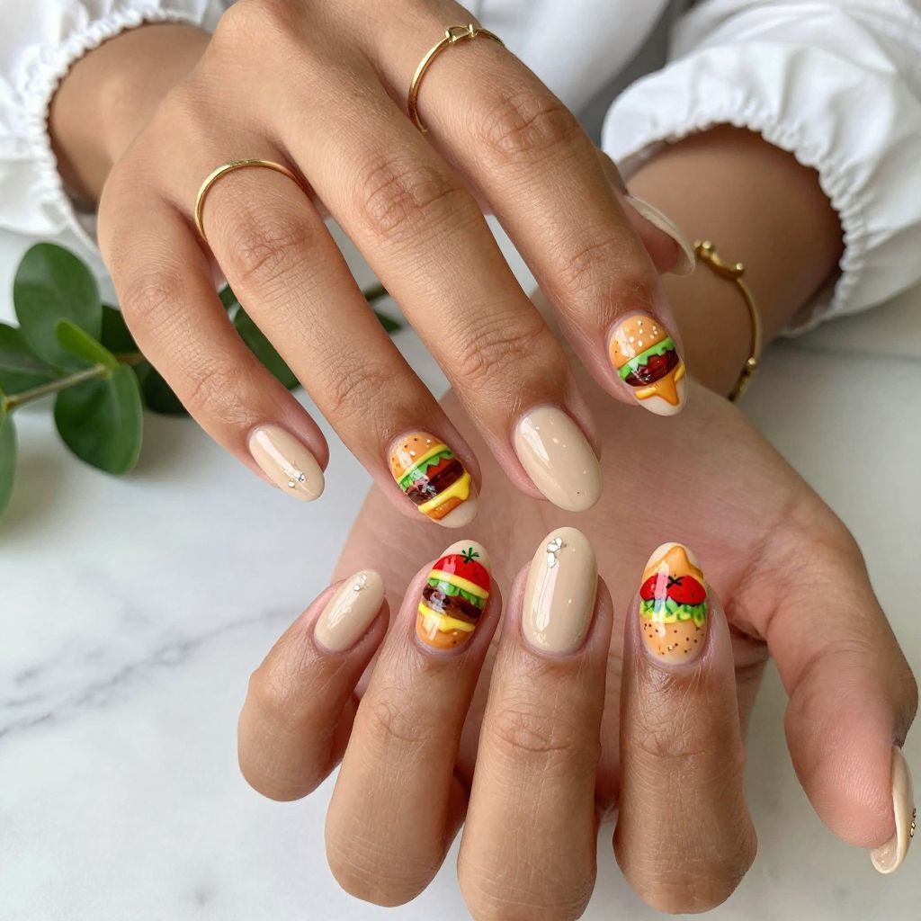 Krabby Patty Masterpiece Nails