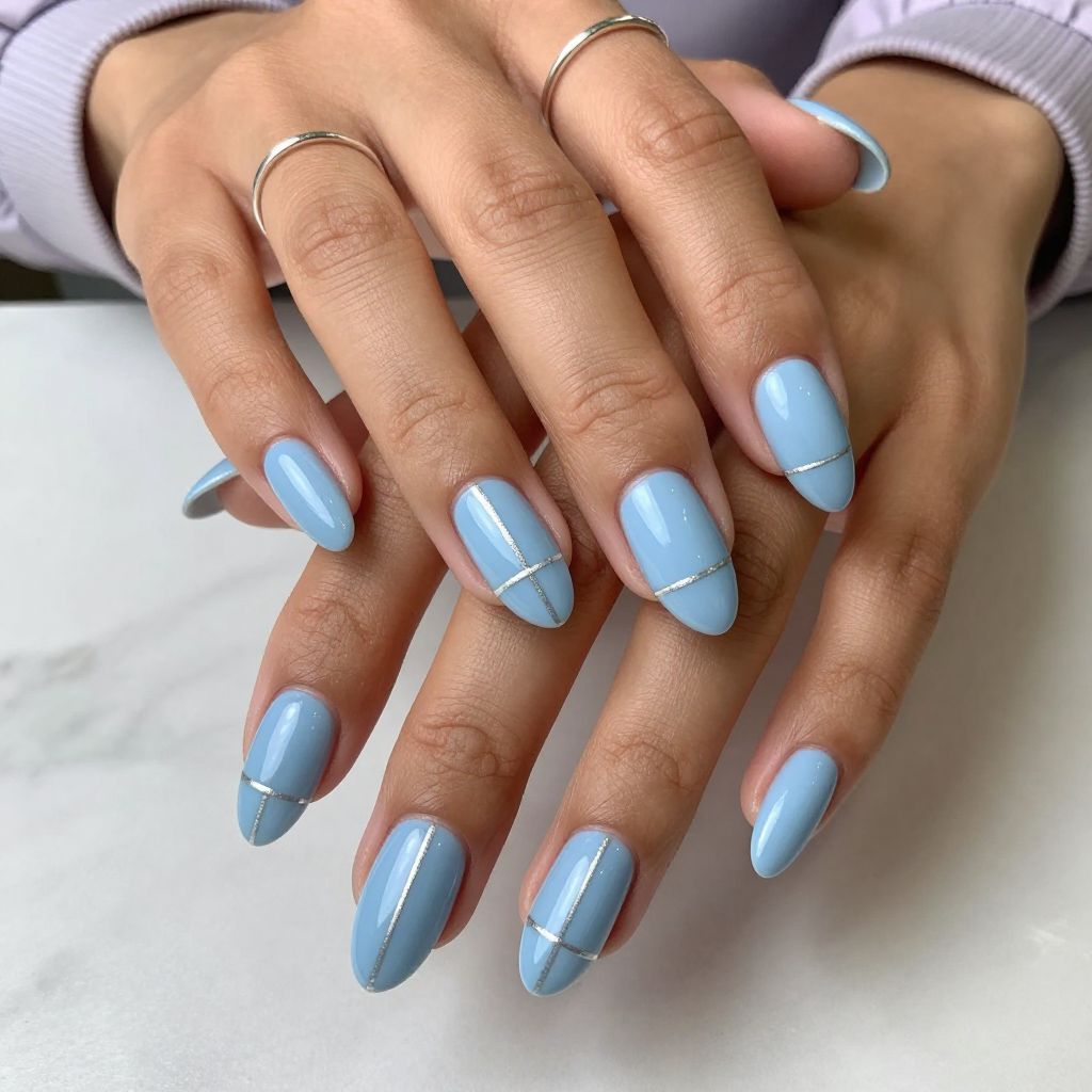 Soft Blue with Silver Striping Tape