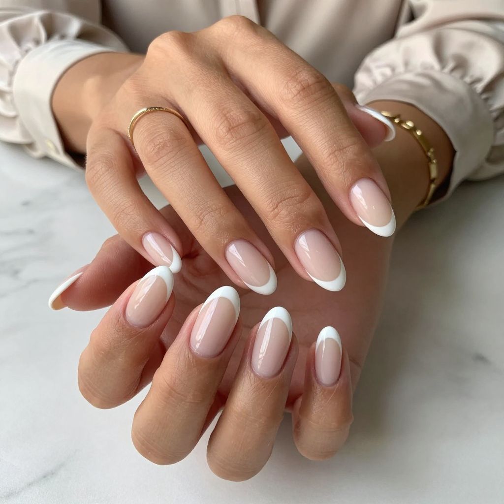 Classic Nude with White French Tips