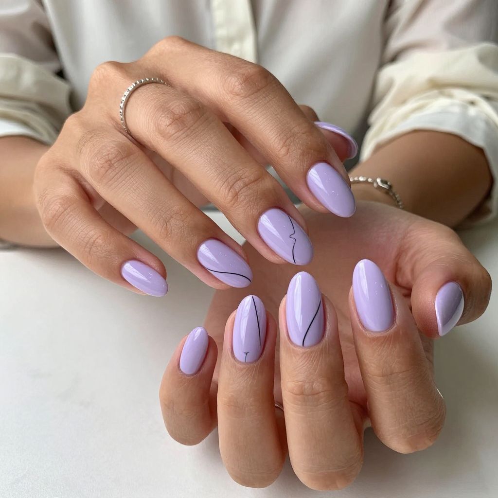 Soft Lilac with Minimalist Line Art