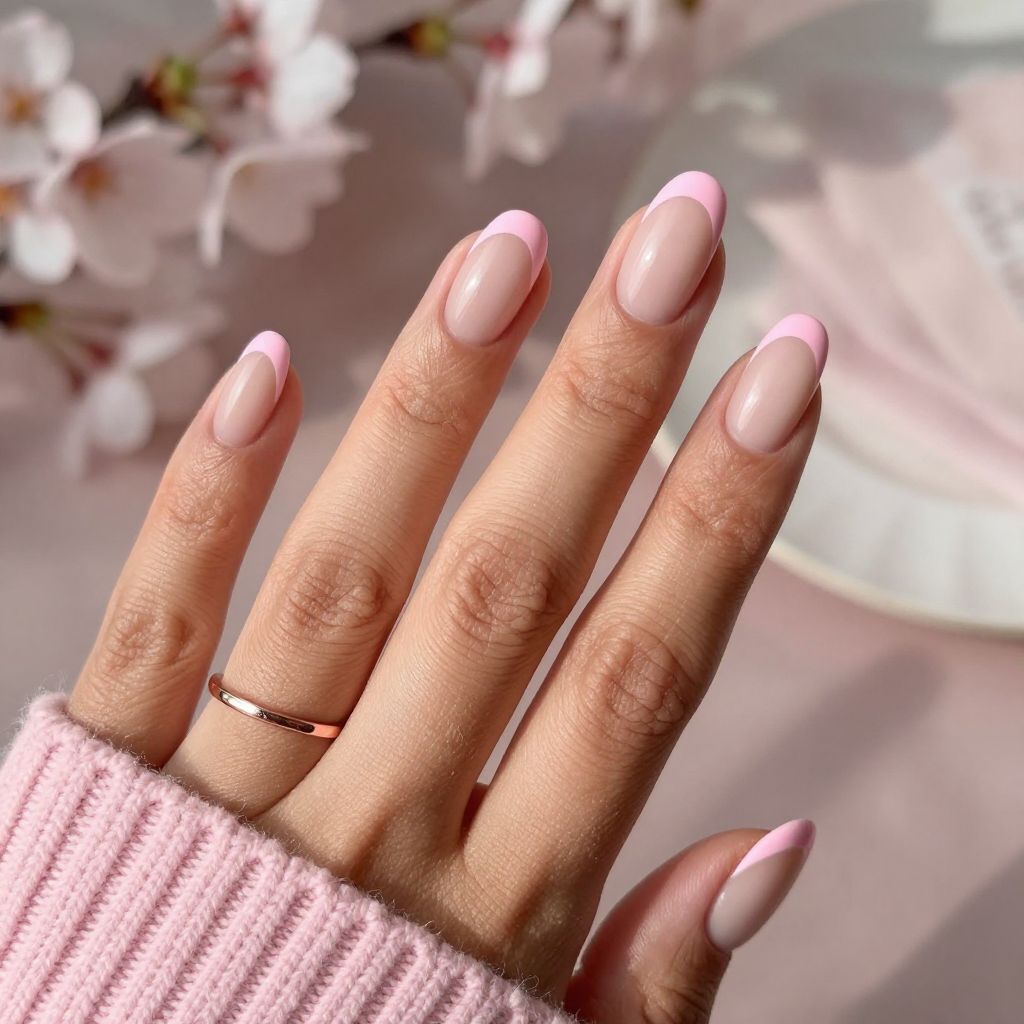 Blush Pink Curved French Tips