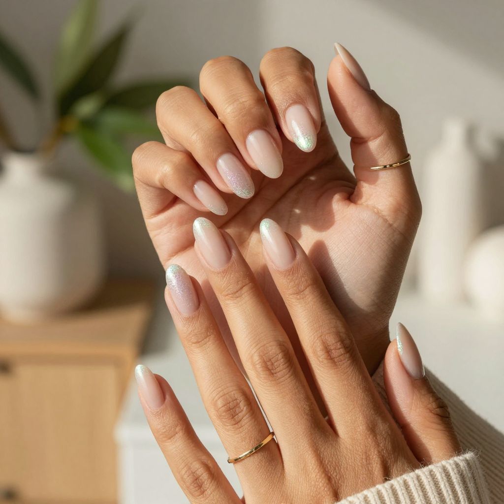 Iridescent French Tips with Nude Base