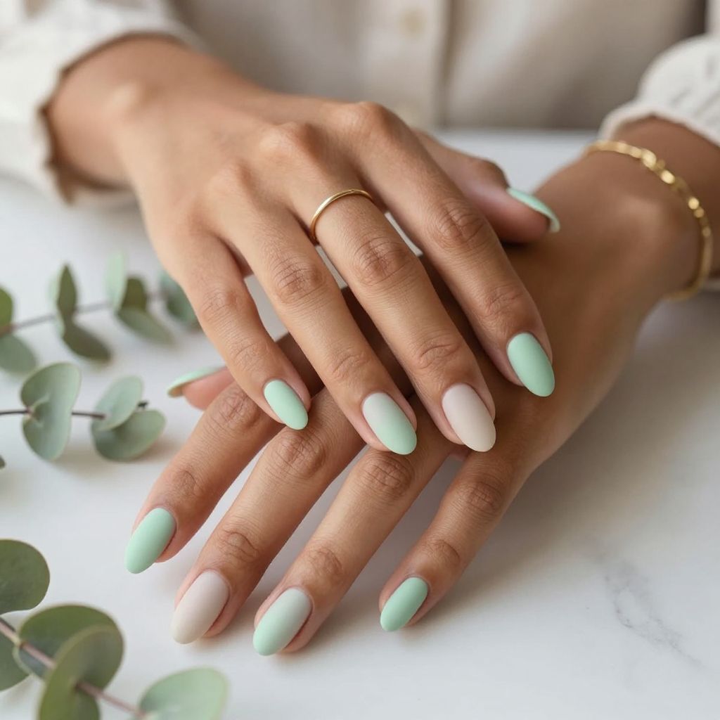 Pastel Green Tips with Matte Finish