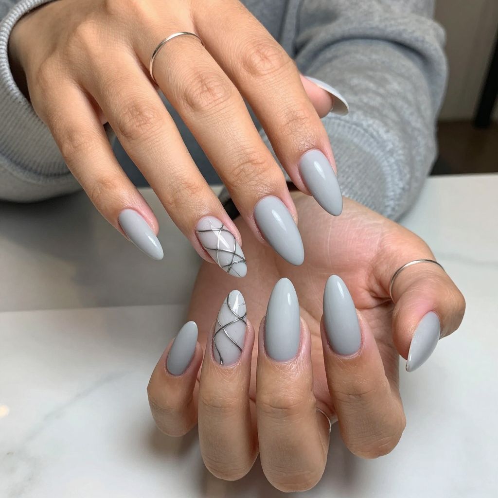 Soft Grey Satin with Twisted Wire Art