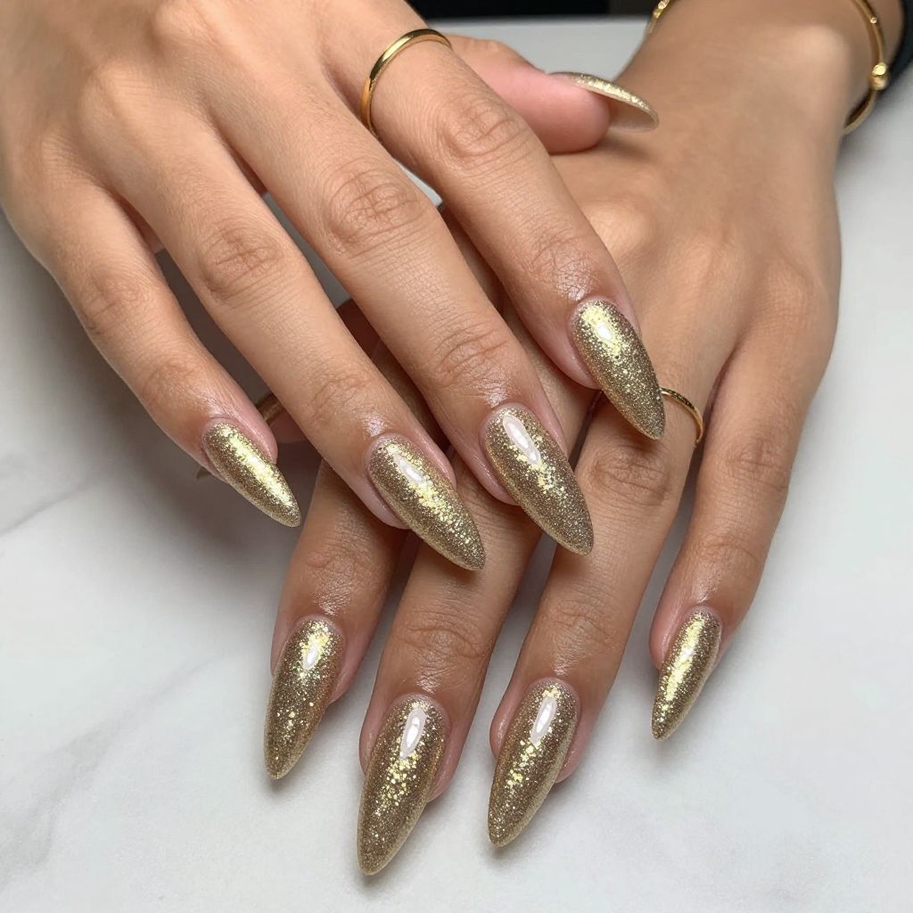 Champagne Gold Glitter Full Coverage