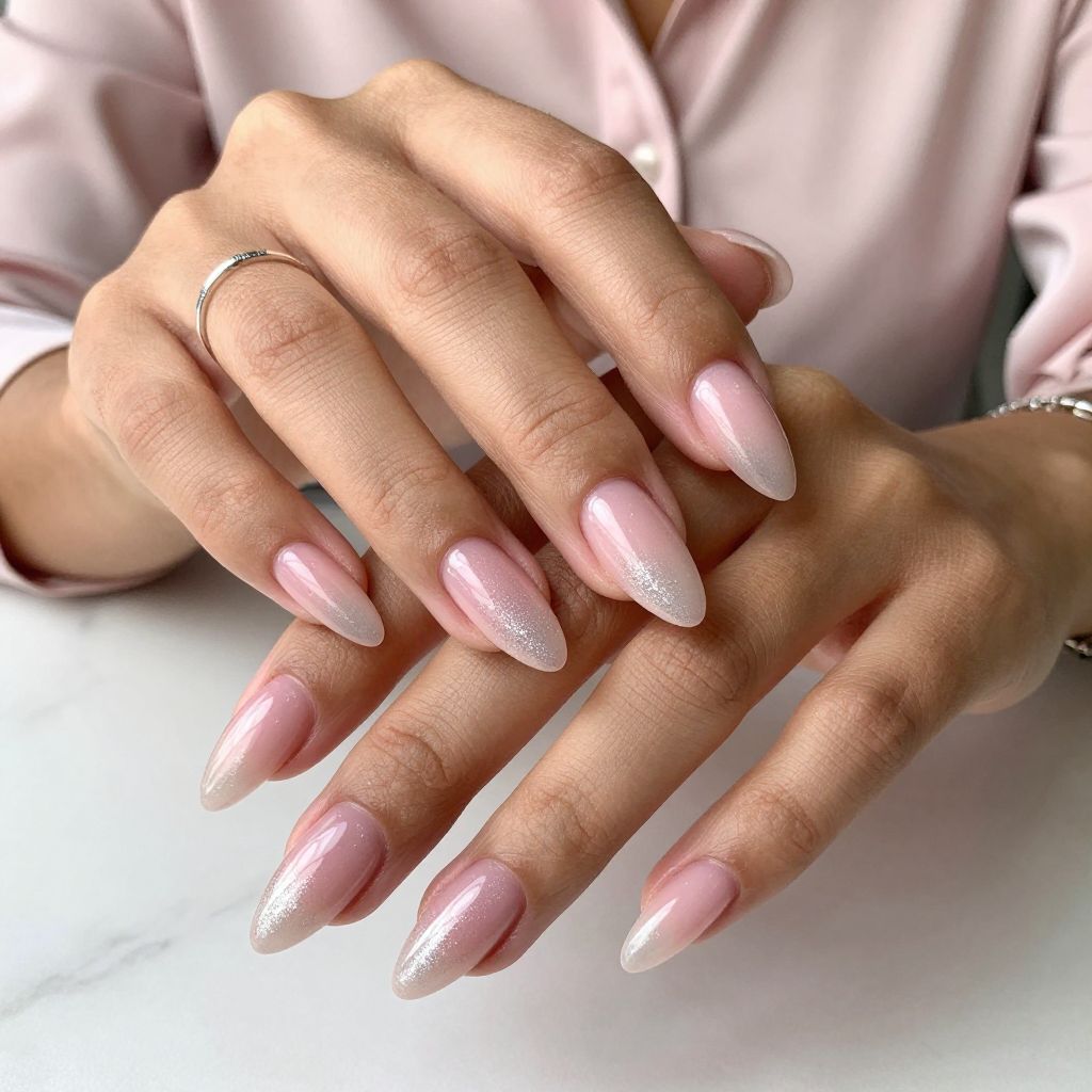 Soft Pink Ombre with Glitter Fade