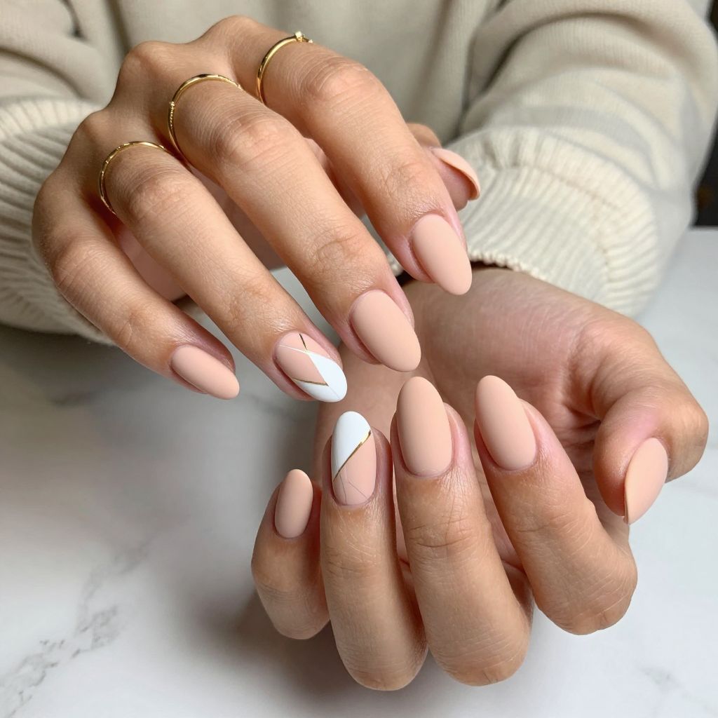 Soft Peach with Matte Geometric Accents