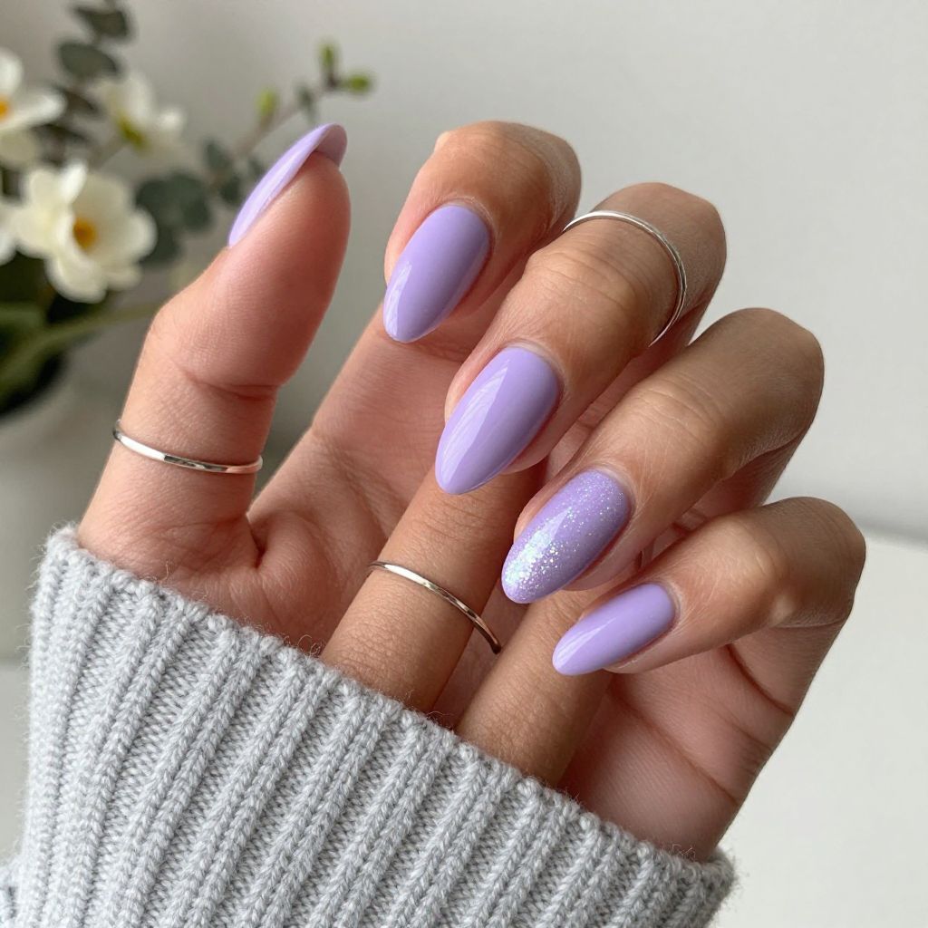 Soft Lavender with Holographic Glitter