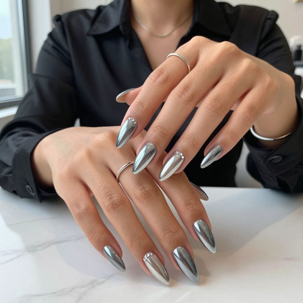 Chrome Silver Mirror Nails