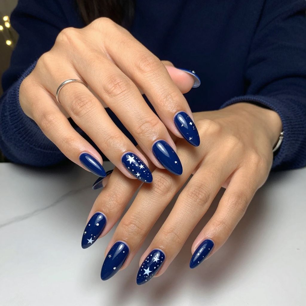 Navy Blue with Starry Night Accents