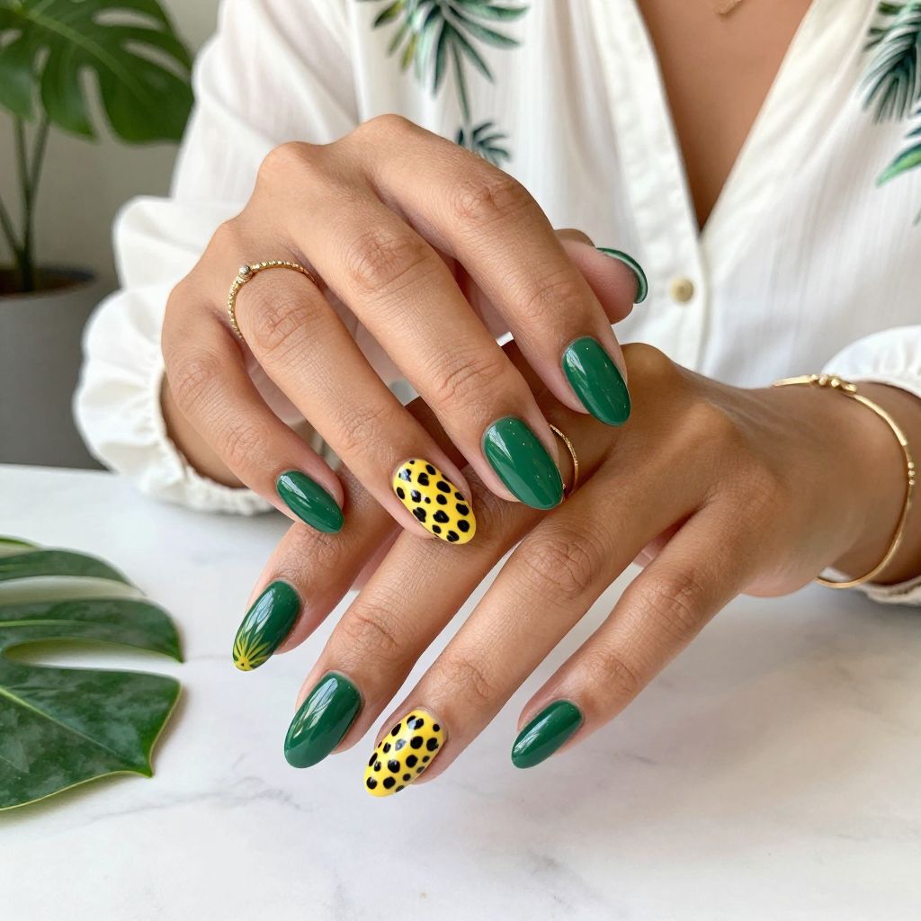 Tropical Green with Cheetah Detailing