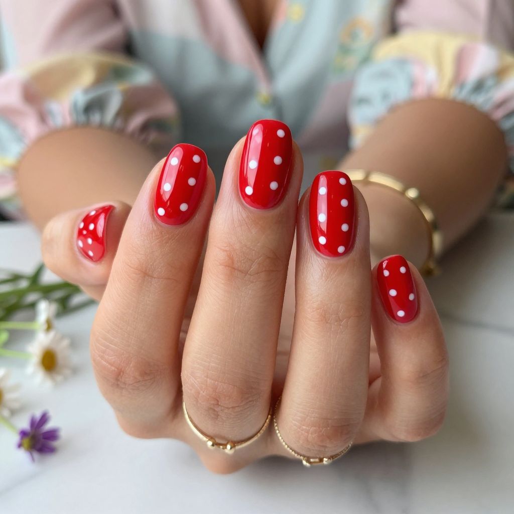 Cherry and White Polka Dot Fun