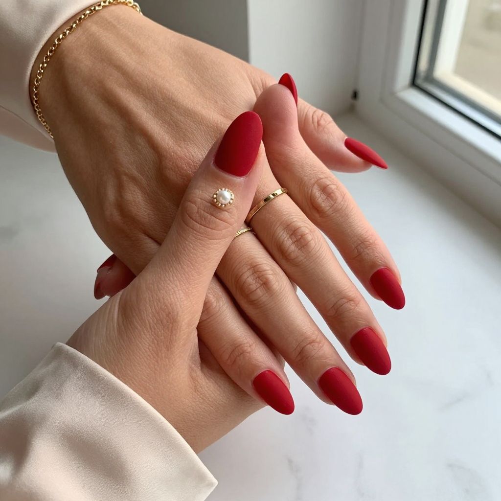 Red Velvet Matte with Pearl Accent