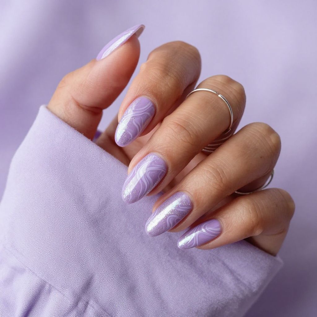 Soft Lilac Swirls With Glitter