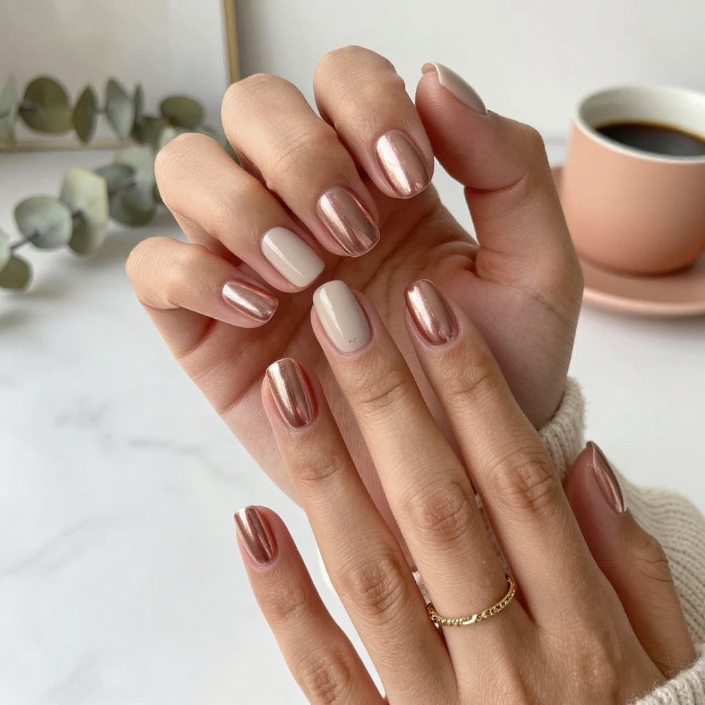 Rose Gold Chrome Nails
