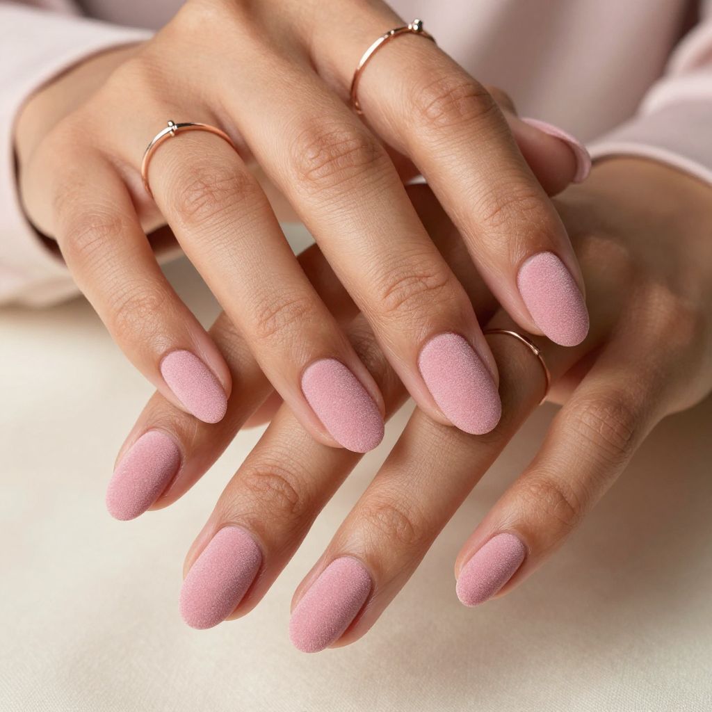 Soft Pink Velvet Textured Nails
