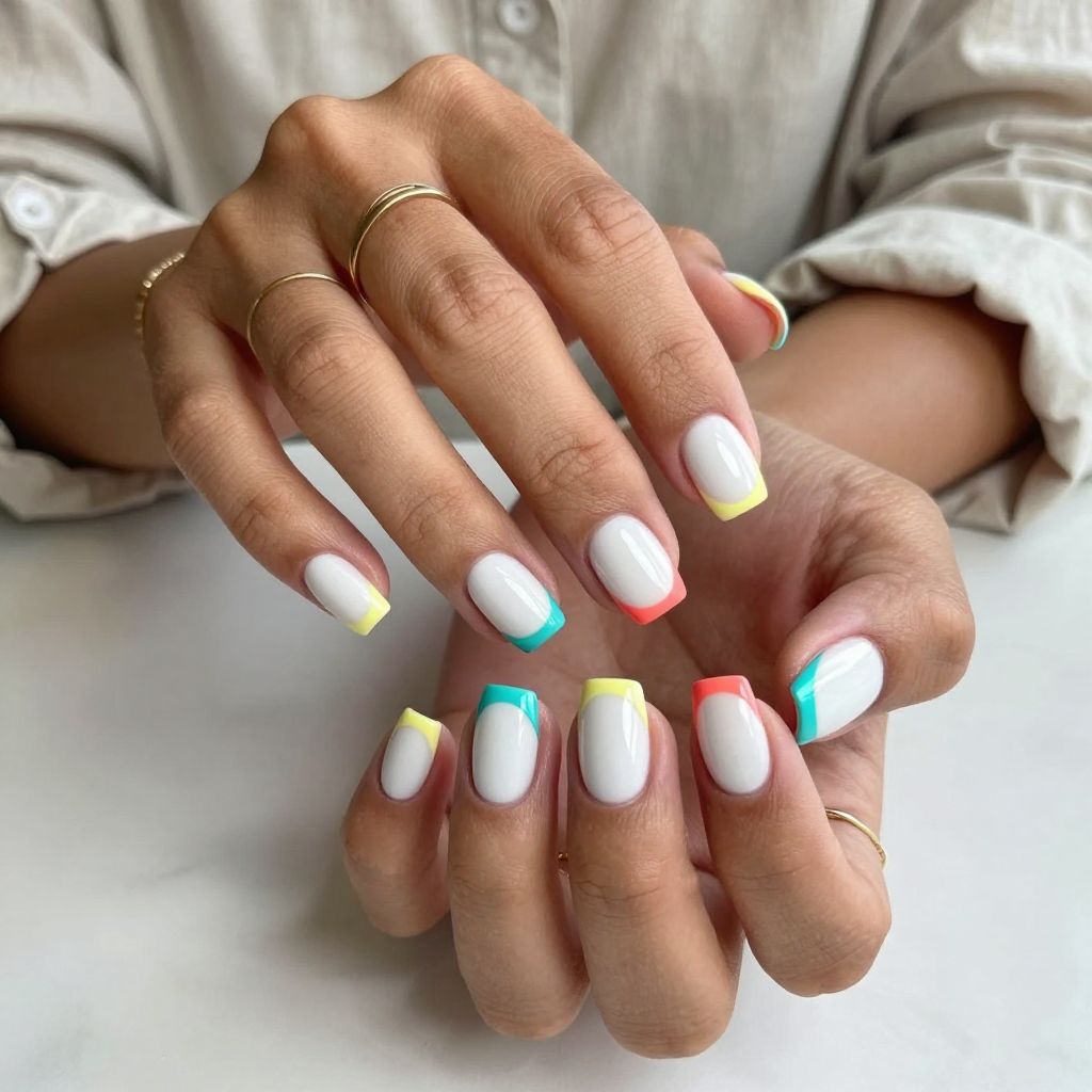 Clean White Base with Color Block Tips