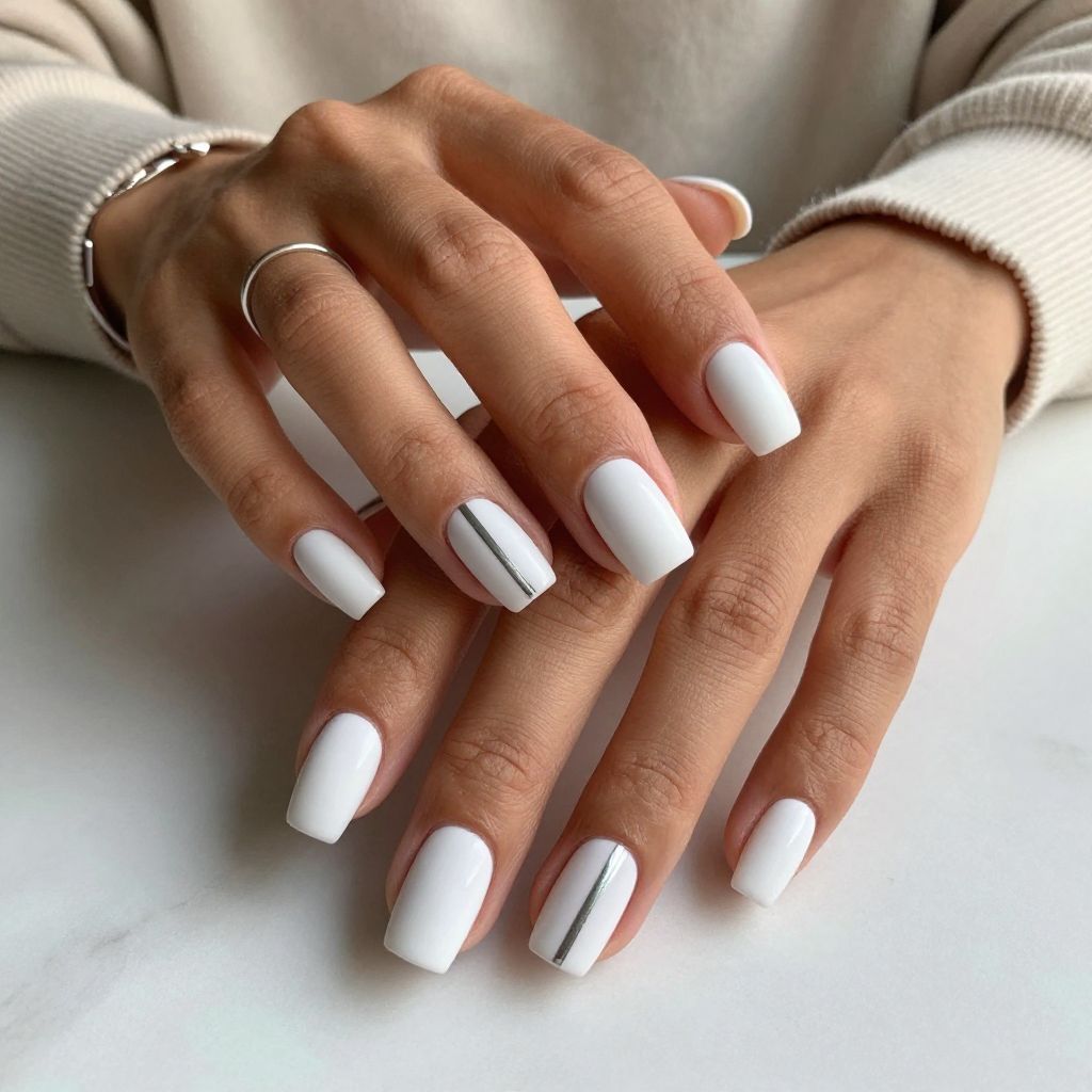 Matte White plus Silver Stripe