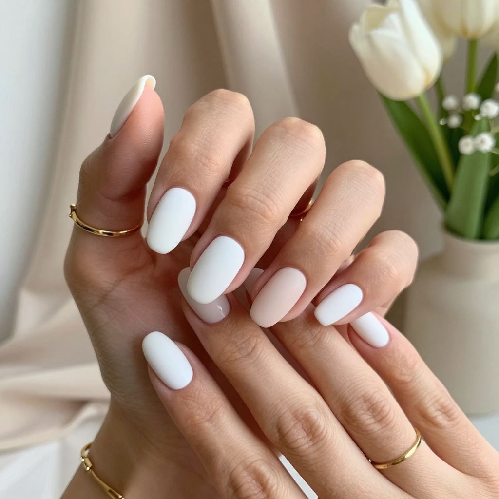 Minimalist White Matte with Nude Tips