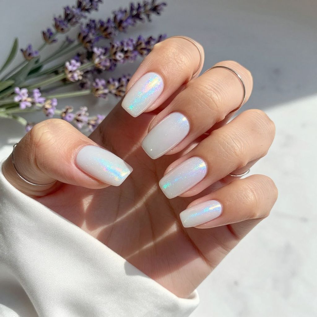 Icy White Holographic Glow
