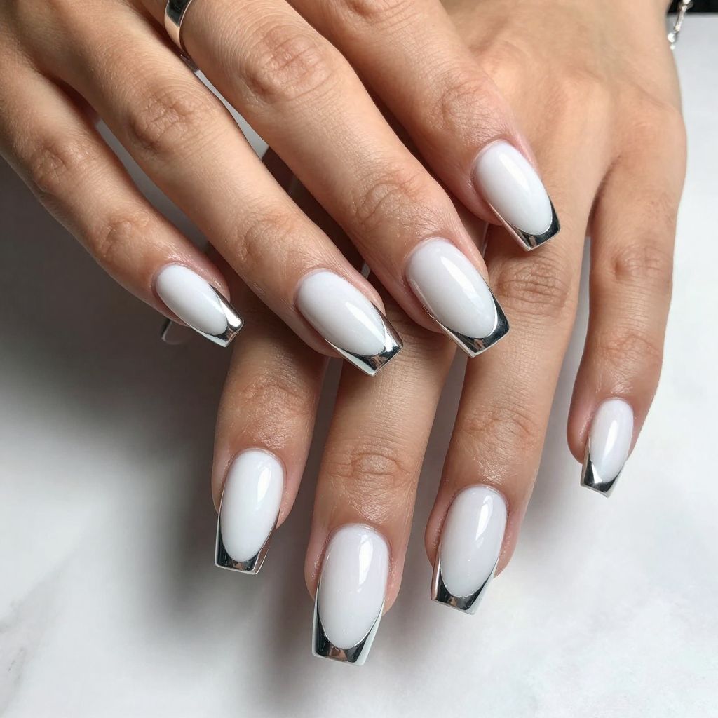 Icy White Gloss With Chrome Geometric Frames