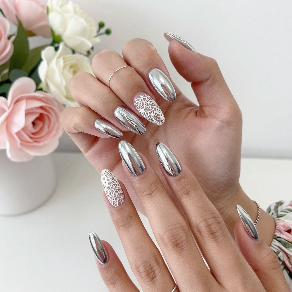 White Lace and Chrome Stripes