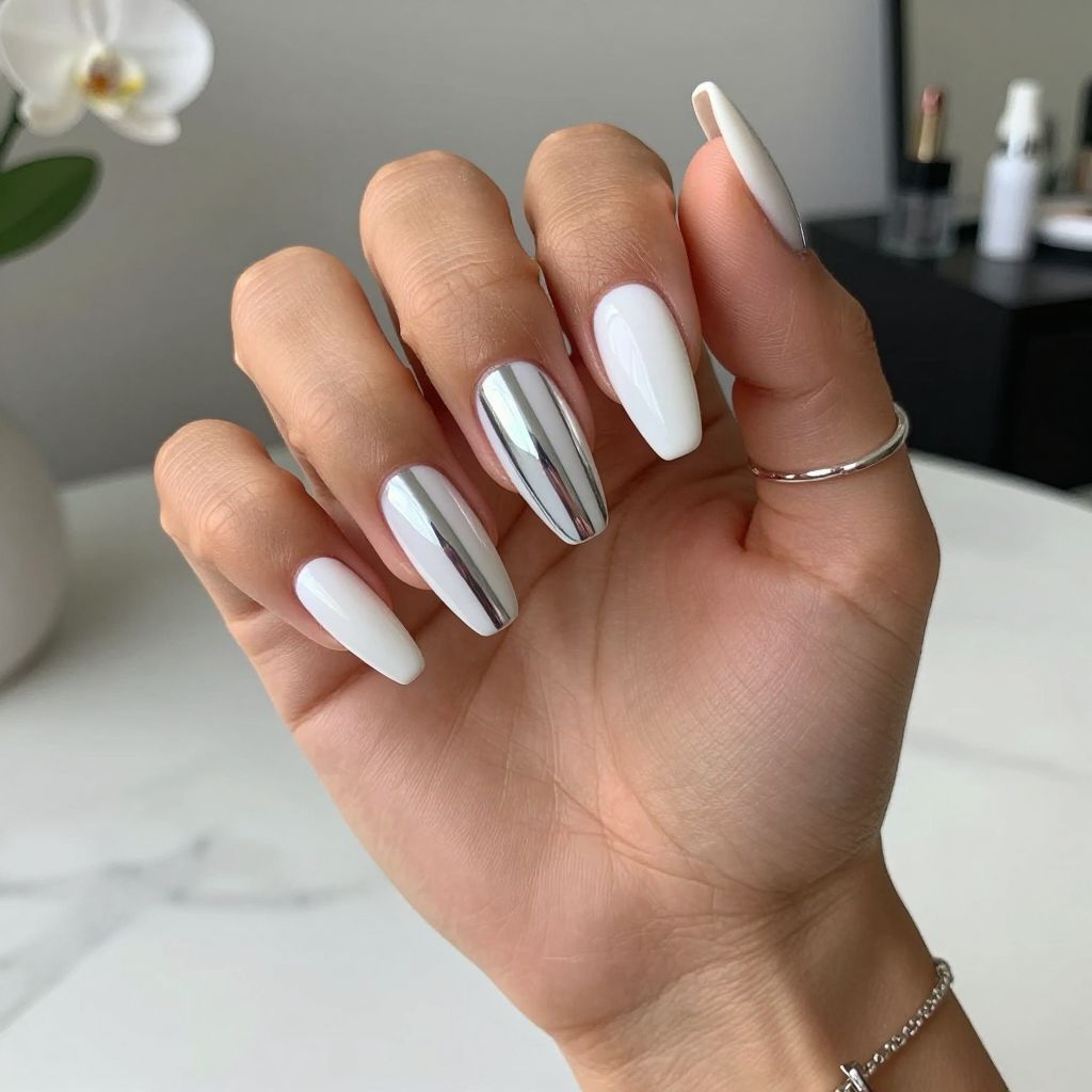 Classic French White With Bold Chrome Lines