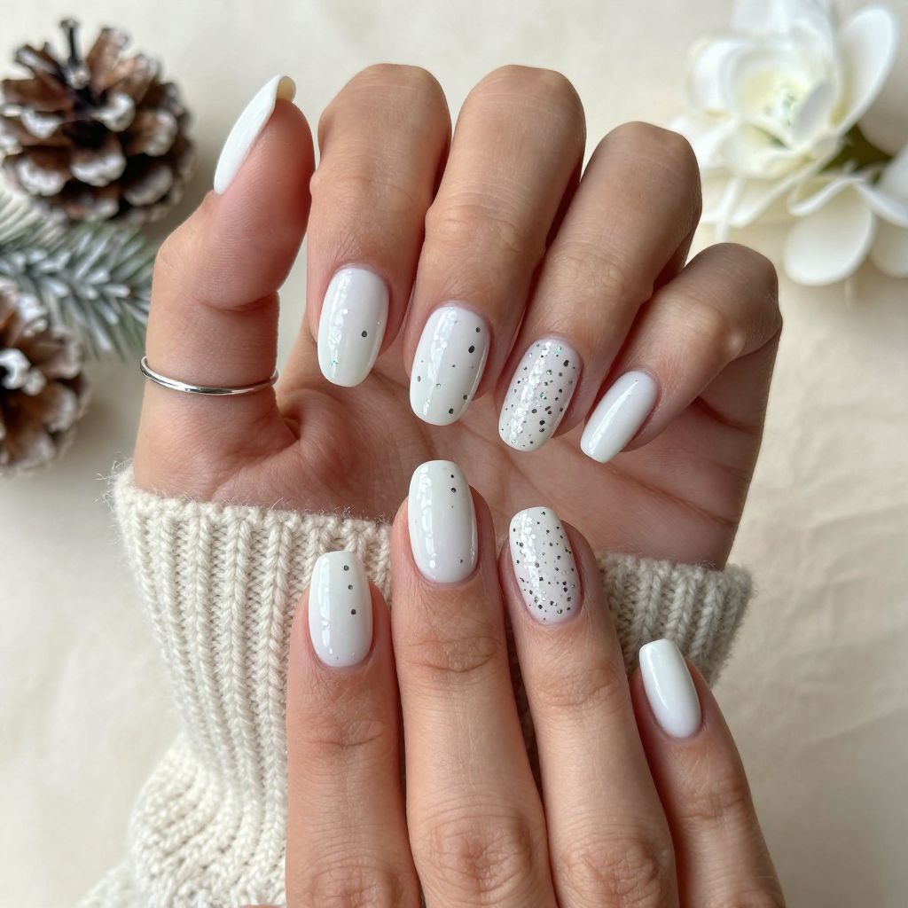 Snowy Ovals With Holographic Chrome Dots