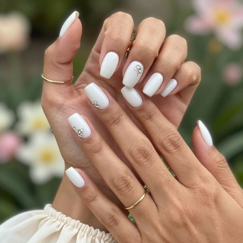 Satin White Base with Diamond Floral Motifs