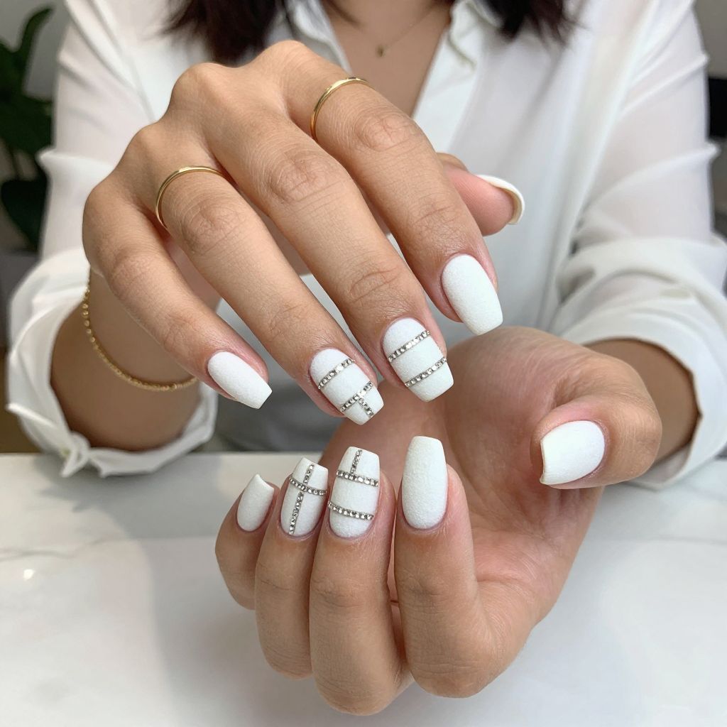 Textured White with Diamond Stripes
