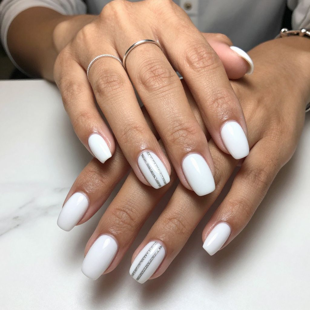 White Pearl & Silver Stripes