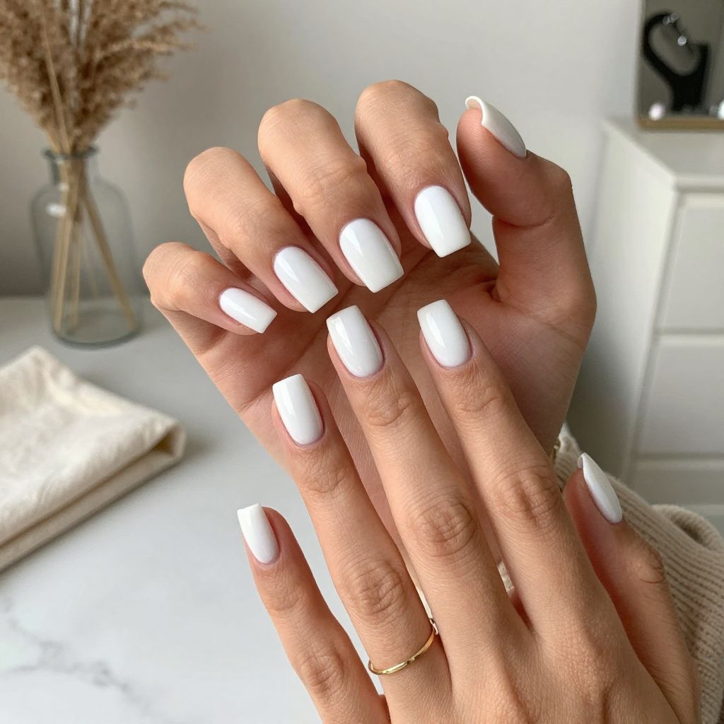 Classic Glossy White Nails