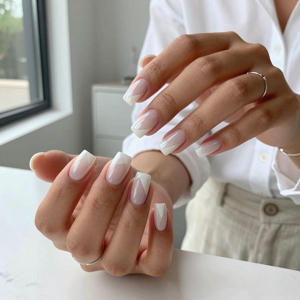 Sheer White with Negative Space Nails