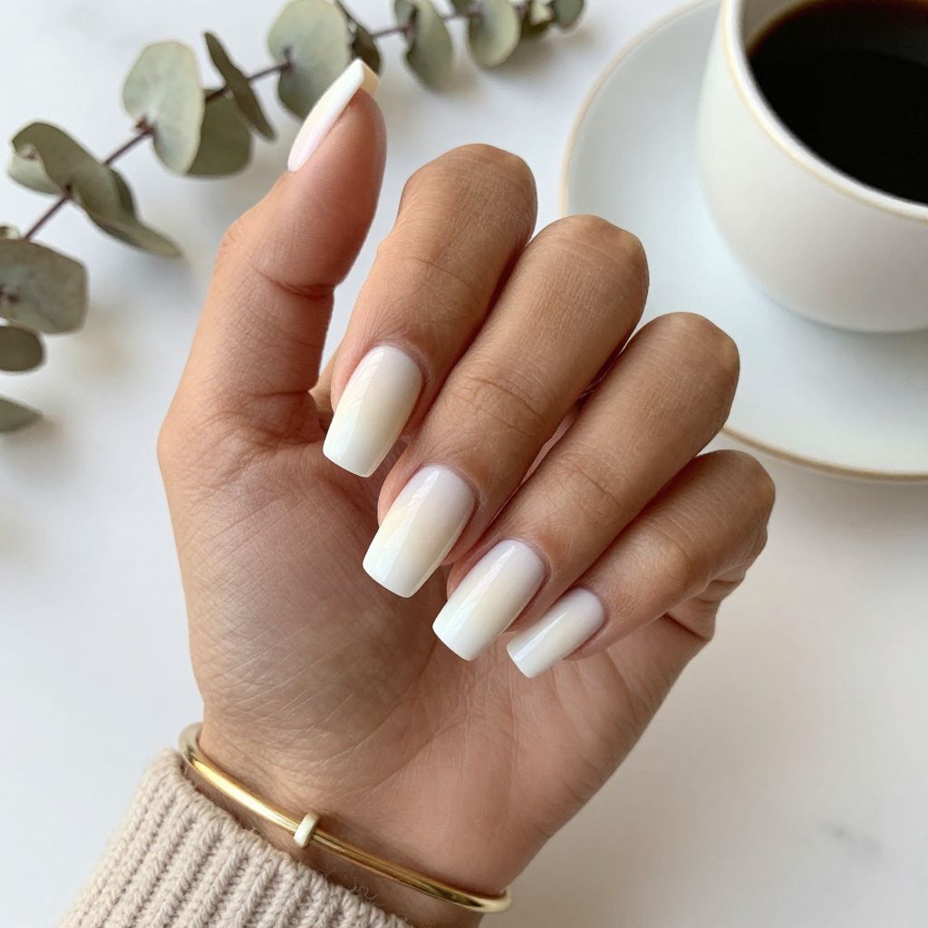White Ombre Glow Nails