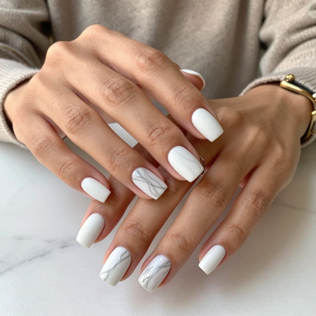 Textured White Marble Surprise Nails