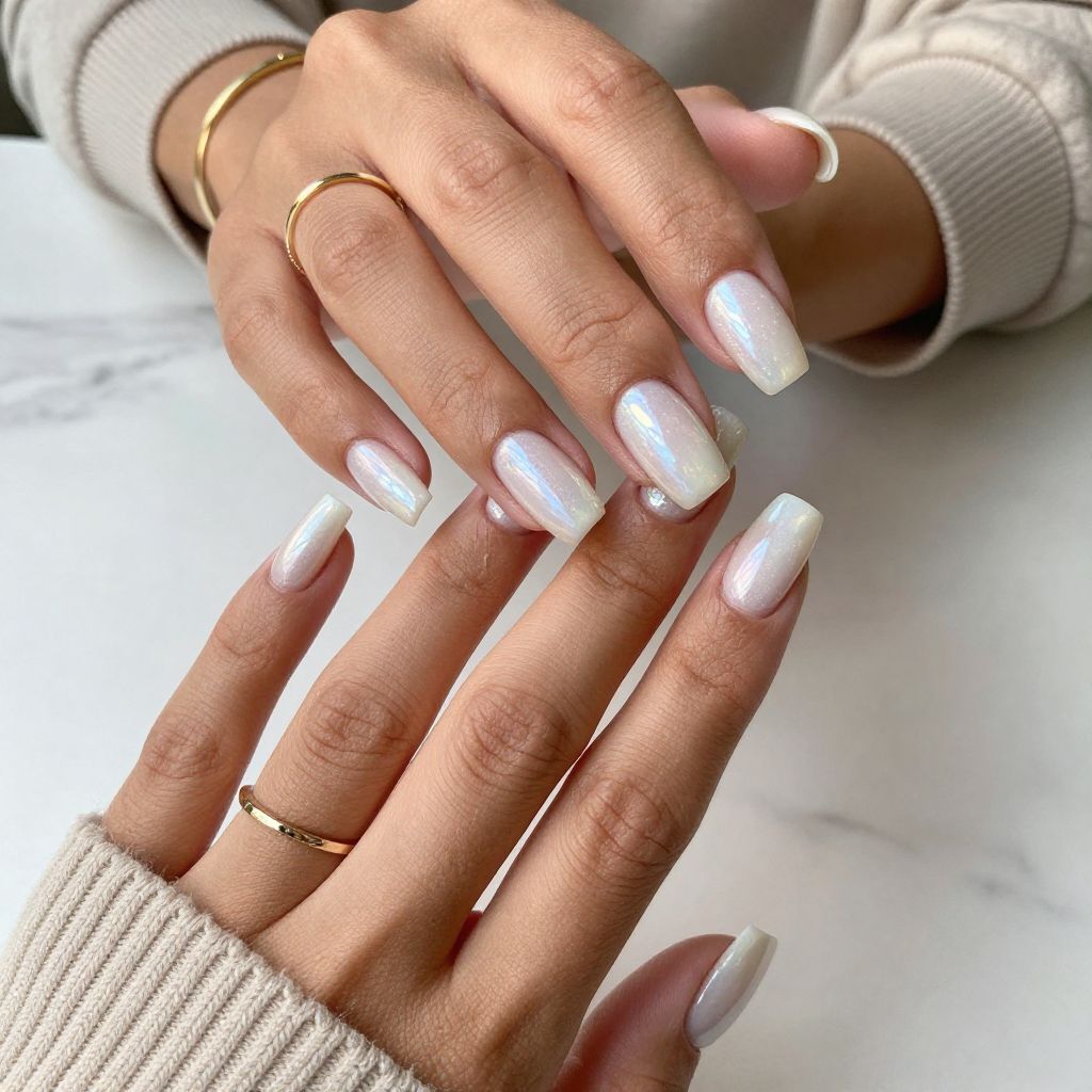 Pearly Opal White Elegance Nails