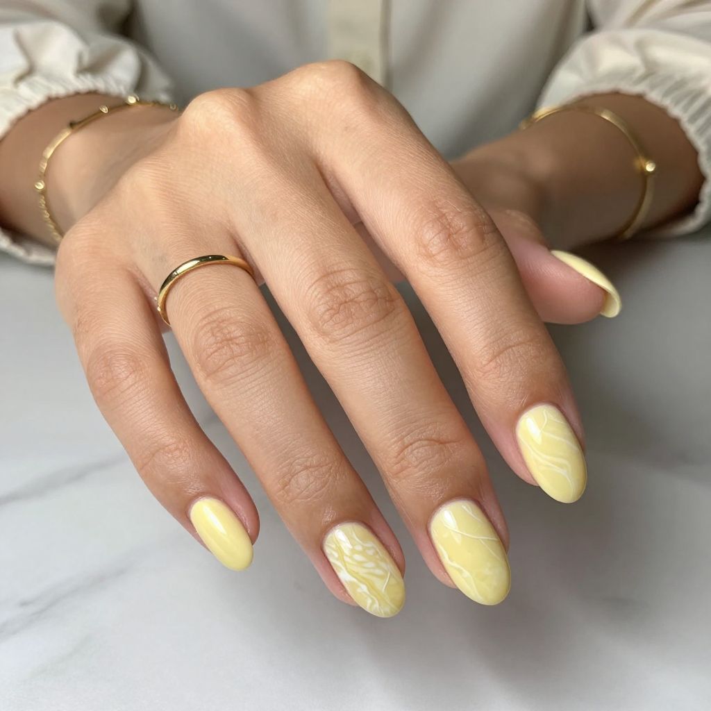 Pale Yellow With White Marble