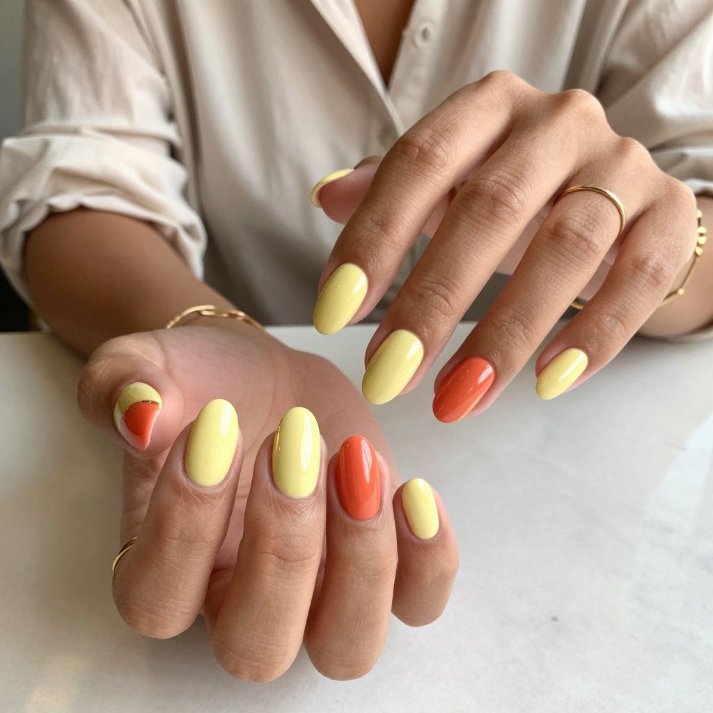Creamy Yellow And Coral Contrast