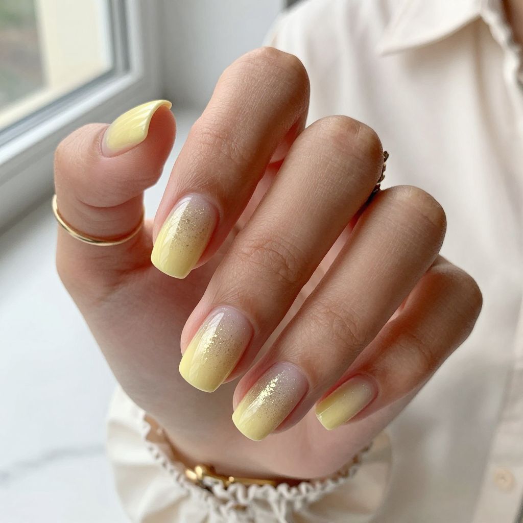 Soft Yellow With Glitter Gradient