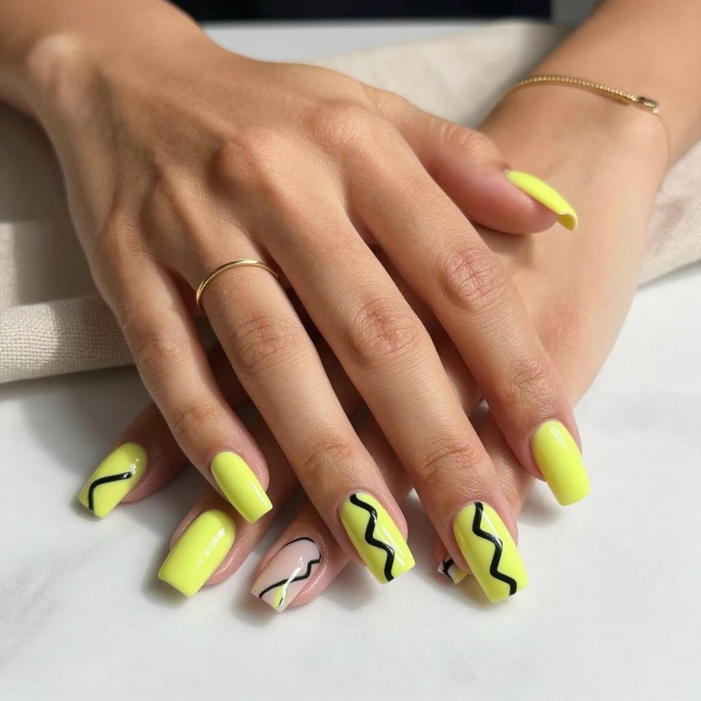 Neon Yellow And Black Chevron
