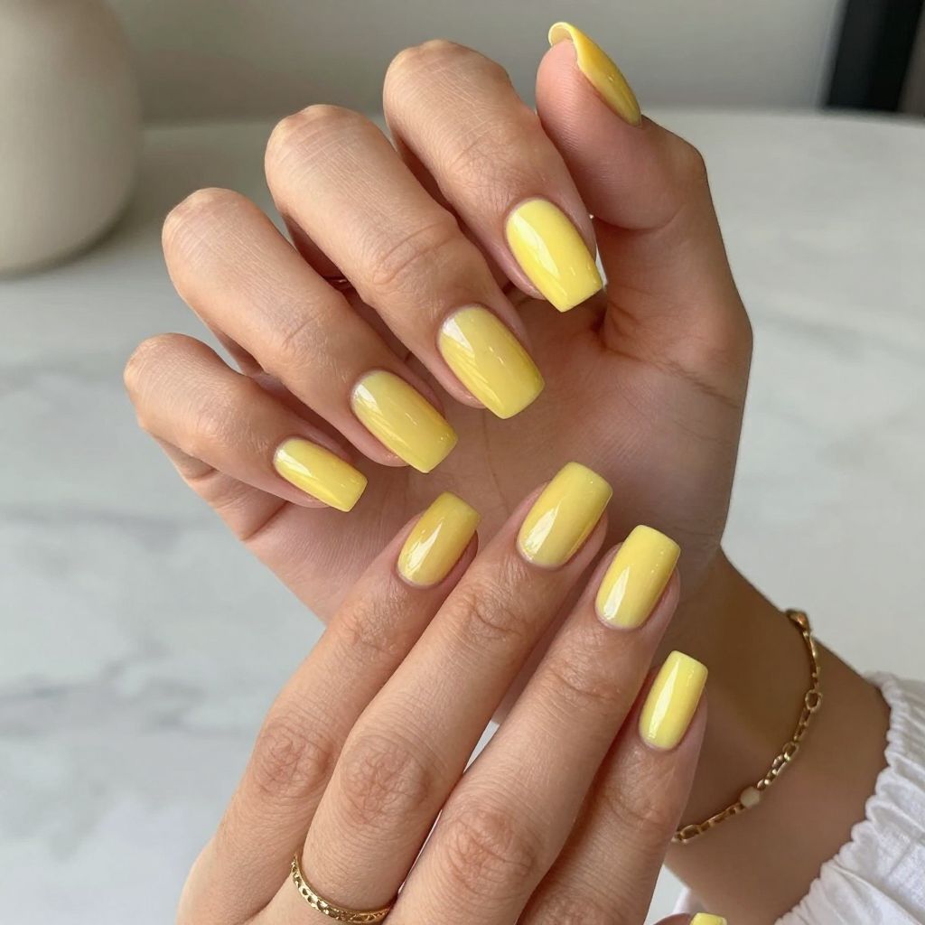 Bright Yellow Jelly Nails