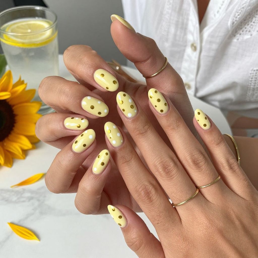 Glossy Yellow Polka Dots