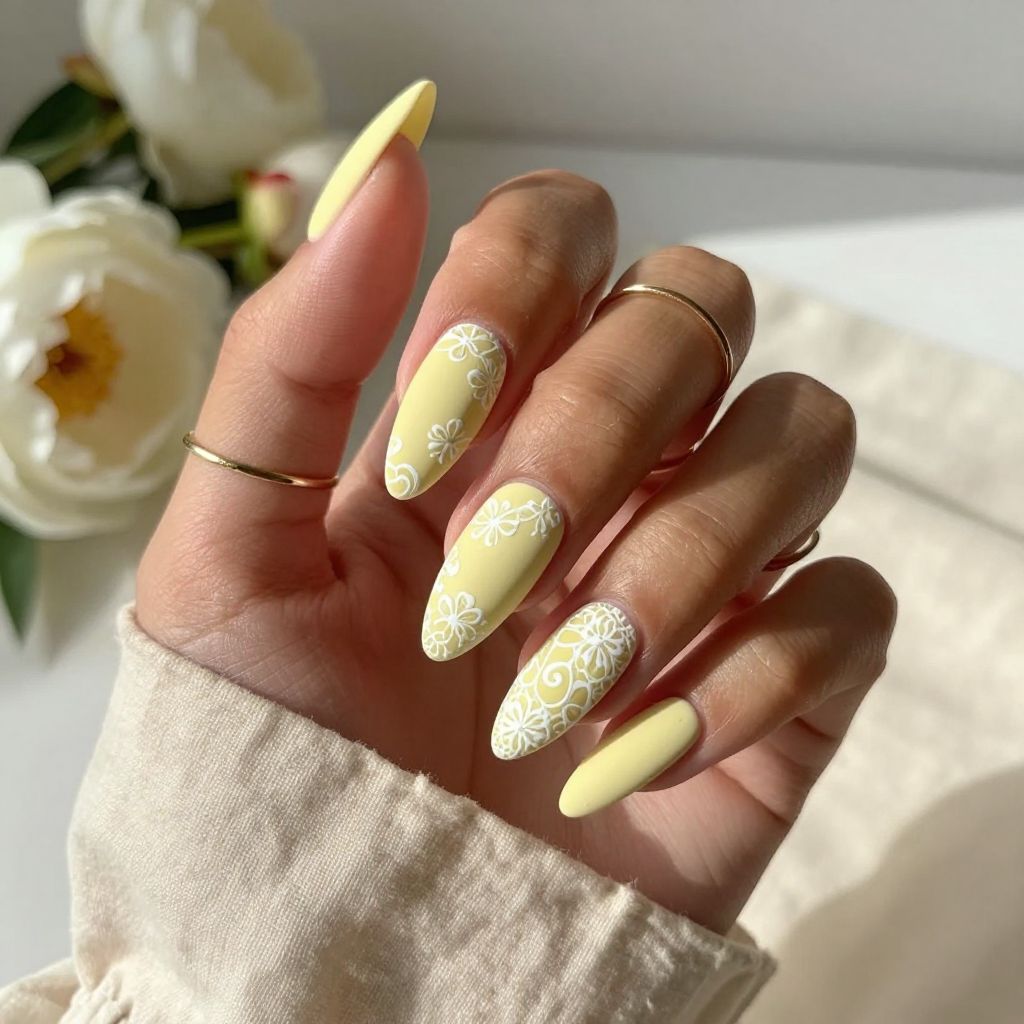 Pastel Yellow Lace Overlay
