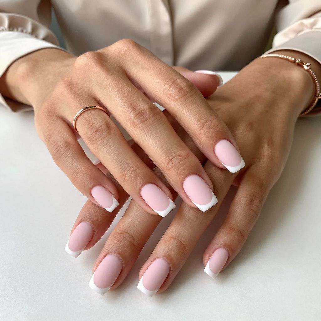 Classic Baby Pink French Tip with Matte Finish