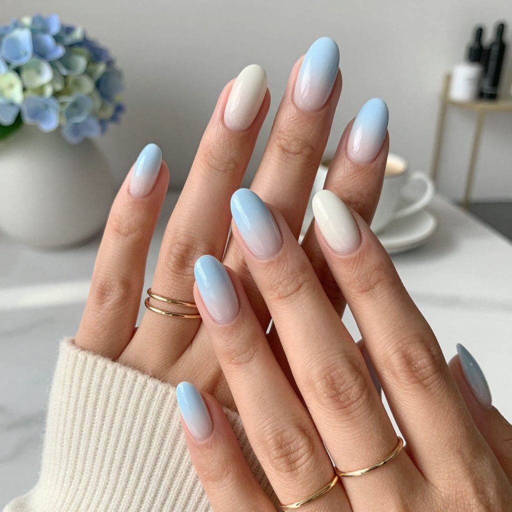 Soft Cloud Blue and White Ombre