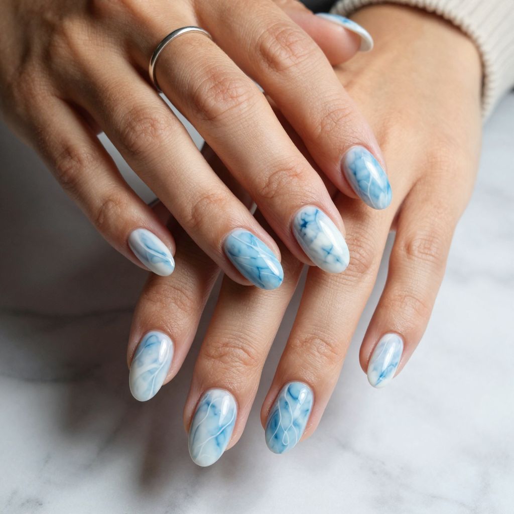 Baby Blue Marble with White Veins