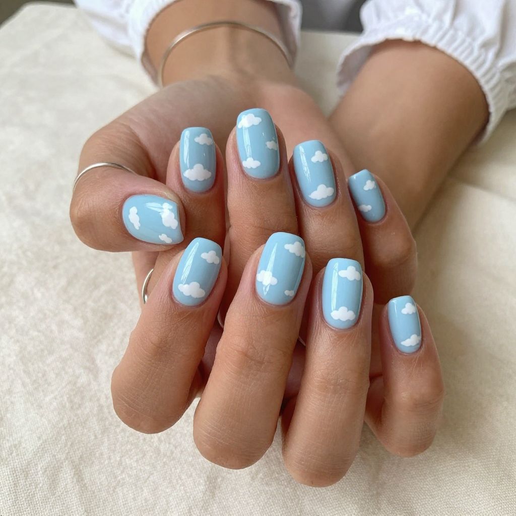 Pastel Blue with Tiny White Clouds