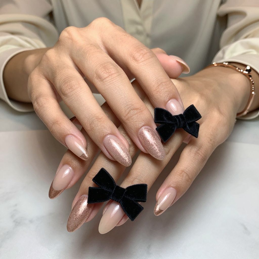 Rose Gold Foil Meets Black Velvet Bows
